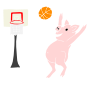 Pig Playing Basketball Stencil