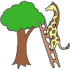 Giraffe on a Ladder Picture