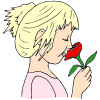 The+girl+is+smelling+a+rose. Picture