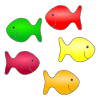 5+goldfish+purple_+green_+red+_+yellow+and+orange. Picture