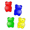 4+gummy+bears+red_+blue_+green+and+yellow. Picture