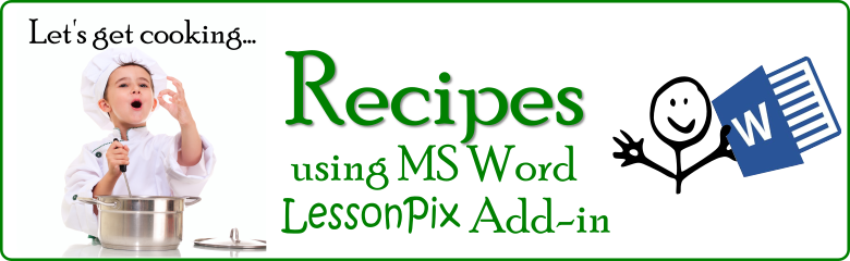 Header Image for Recipe Templates using LessonPix and Microsoft Word